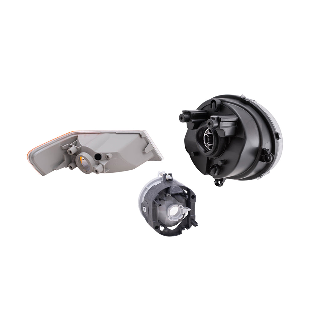 Brock Replacement Halogen Headlight Assemblies without Leveling, Park Signal Marker Lights and Fog Lights 6 Piece Set Compatible with 2010 Patriot