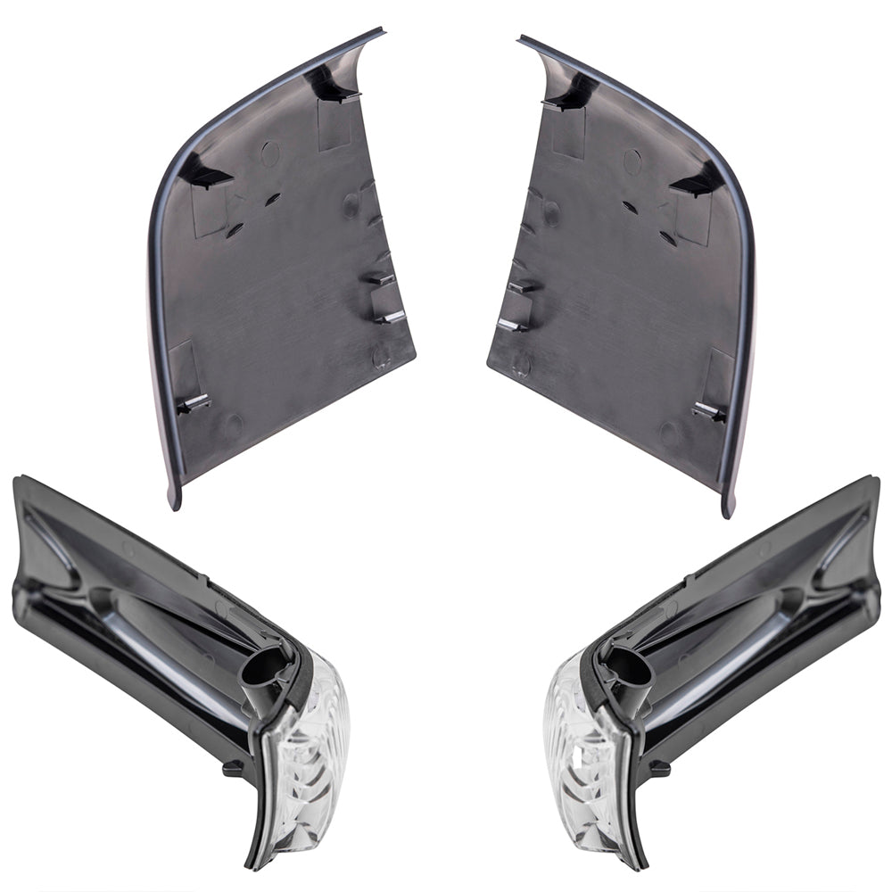 Brock Aftermarket Replacement Driver Left Passenger Right Door Mirror Cover Paint To Match Gray And Turn Signal Light 4 Piece Set Compatible With 2015-2021 RAM Promaster City SLT/Tradesman SLT