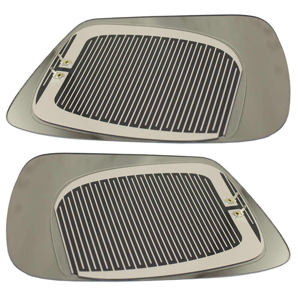 Brock Replacement Pair Set Side View Mirror Glass Heated w/ Adhesive Strips compatible with Grand Cherokee 5142875AA 5142874AA