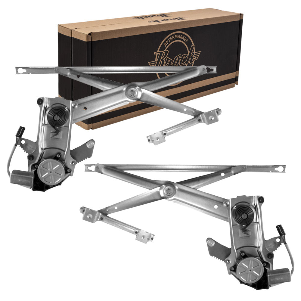 Brock Replacement Driver and Passenger Front Power Window Lift Regulators & Motor Assemblies Compatible with 94-02 Pickup Truck 55154925 55154924