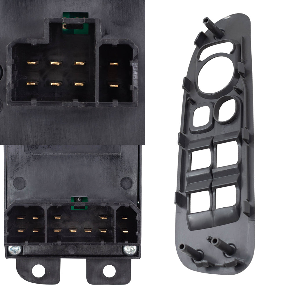 Brock Replacement Drivers Power Front Window Master Switch with Medium Slate Gray Bezel Compatible with 02-05 Pickup Truck 5HZ71XDHAE