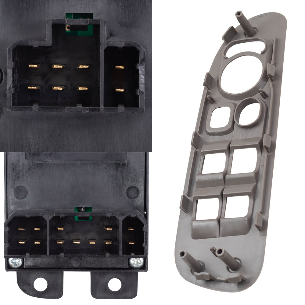 Brock Replacement Drivers Front Power Window Master Switch with Tan Bezel Compatible with 02-05 Pickup Truck 5HZ71WL5AD 68171680AB