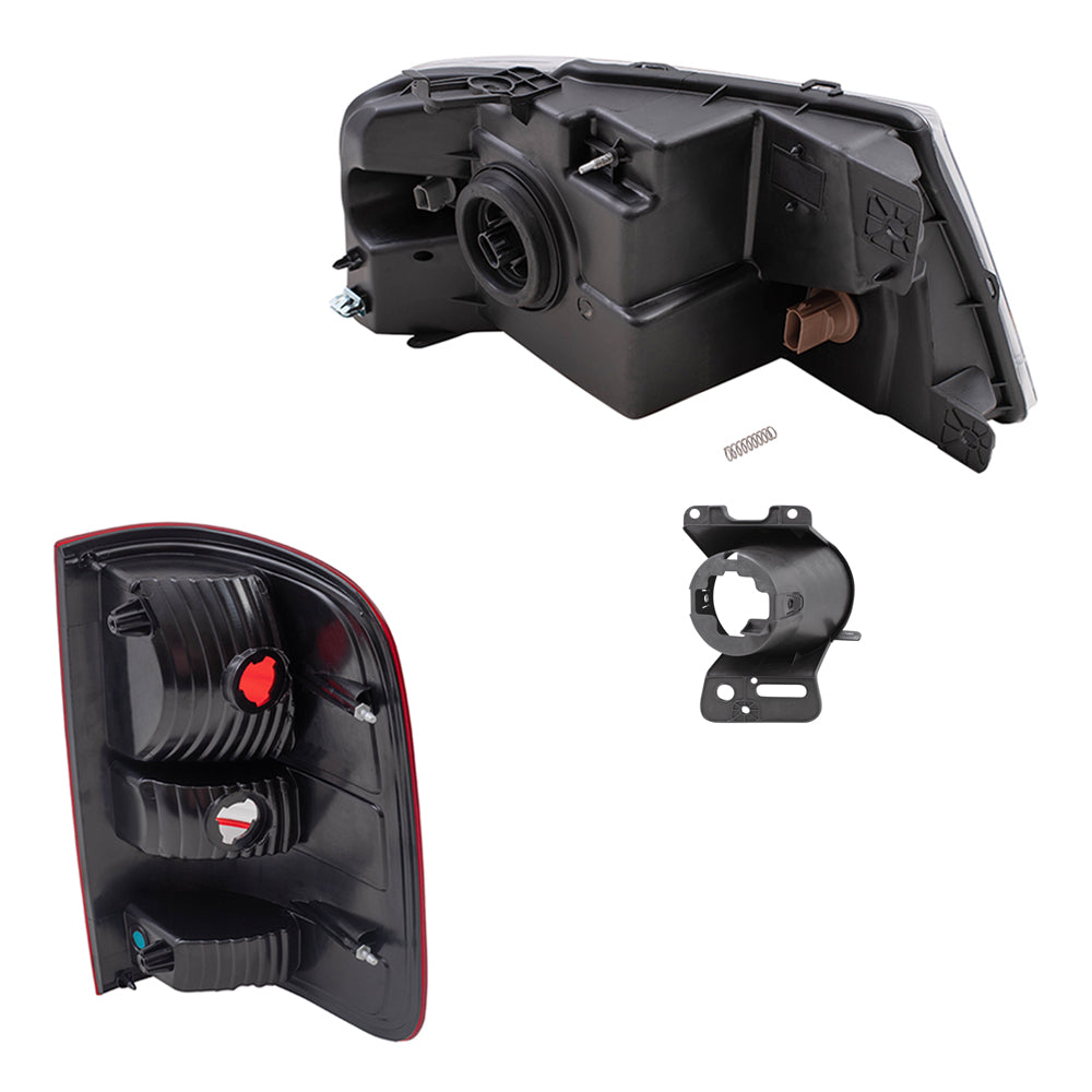 Brock Aftermarket Replacement Driver Left Passenger Right Headlights-Round Fog Lights-Fog Light Mounting Brackets-Styleside Tail Lights 8 Piece Set Compatible with 2006-2008 Ford F-150