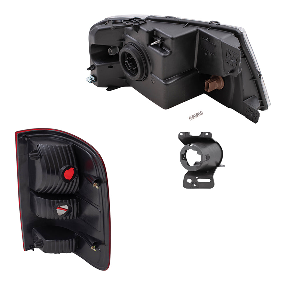 Brock Aftermarket Replacement Driver Left Passenger Right Headlights-Round Fog Lights-Fog Light Mounting Brackets-Styleside Tail Lights 8 Piece Set Compatible with 2006-2008 Ford F-150