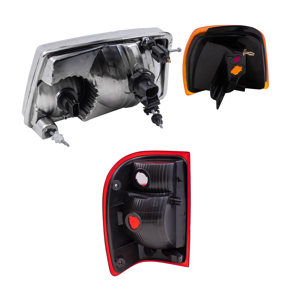 Brock Replacement 6 Pc Headlights, Tail Lights and Park Signal Lamps Set Compatible with 2001-2005 Ranger