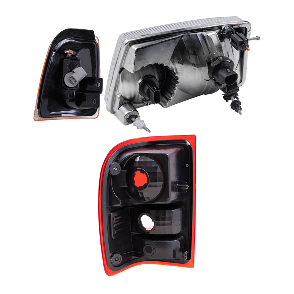 Brock Replacement 6 Pc Headlights, Tail Lights and Park Signal Lights Compatible with 2006 2007 2008 2009 2010 2011 Ranger Pickup Truck