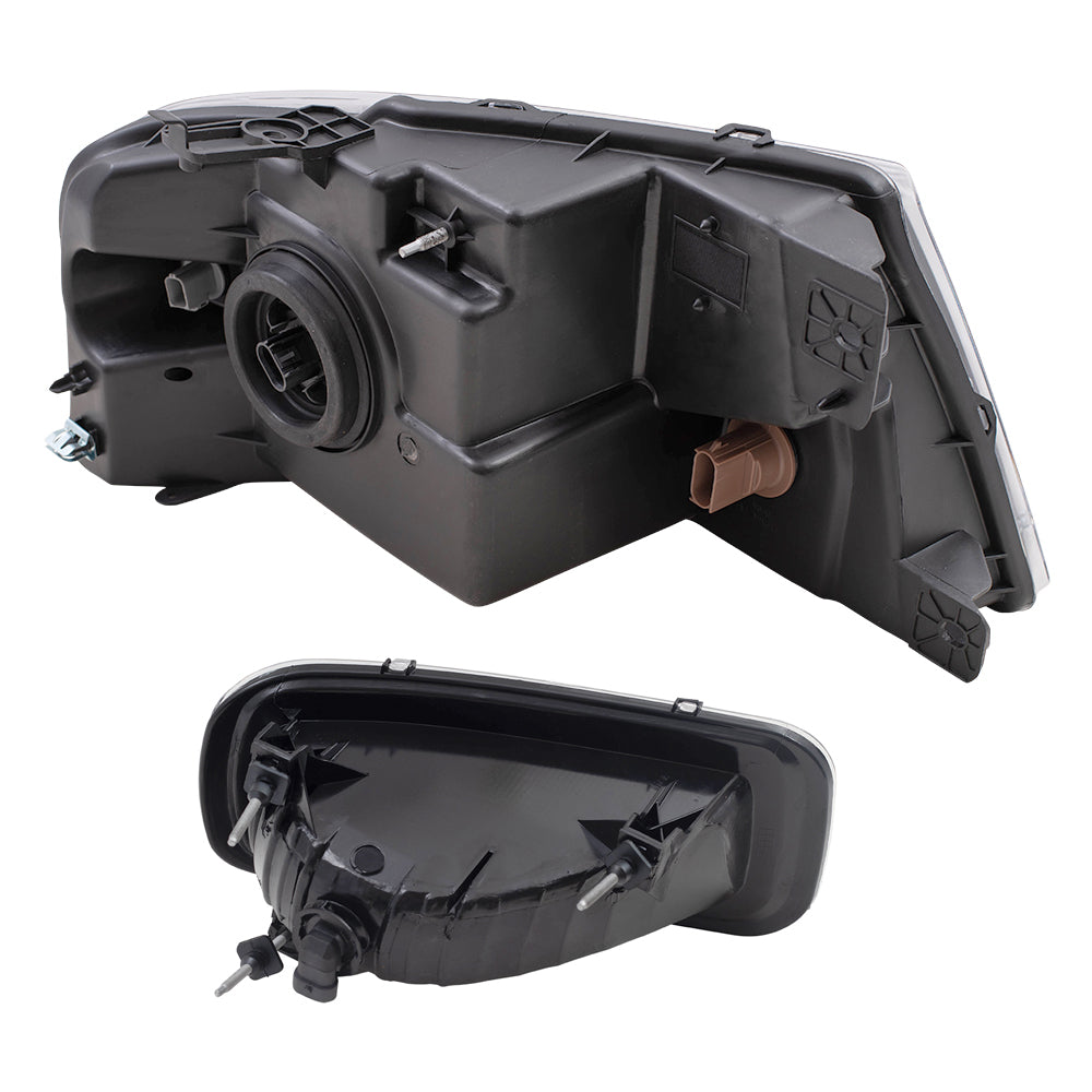 Brock Aftermarket Replacement Driver Left Passenger Right Headlights with Shadow Gray Bezel and Rectangular Fog Lights 4 Piece Set Compatible with 2004-2006 Ford F-150