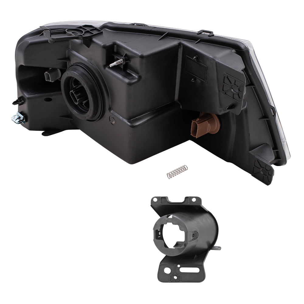 Brock Aftermarket Replacement Driver Left Passenger Right Headlights with Black Bezel-Round Fog Lights-Fog Light Mounting Brackets 6 Piece Set Compatible with 2006-2008 FD F-150