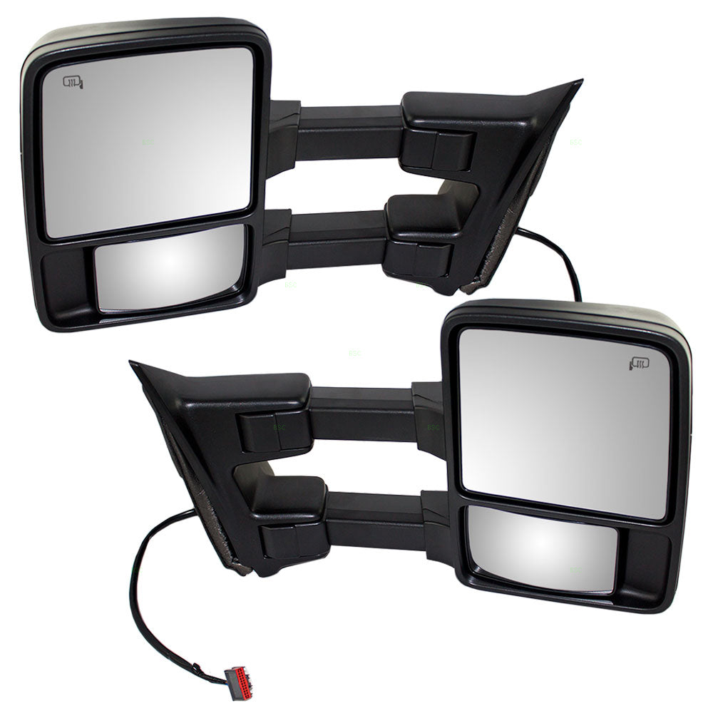 Driver and Passenger Power Tow Side Mirror Heated Signal Manual Telescopic Replacement for Ford Pickup Truck 8C3Z 17683 BC 8C3Z 17682 BC