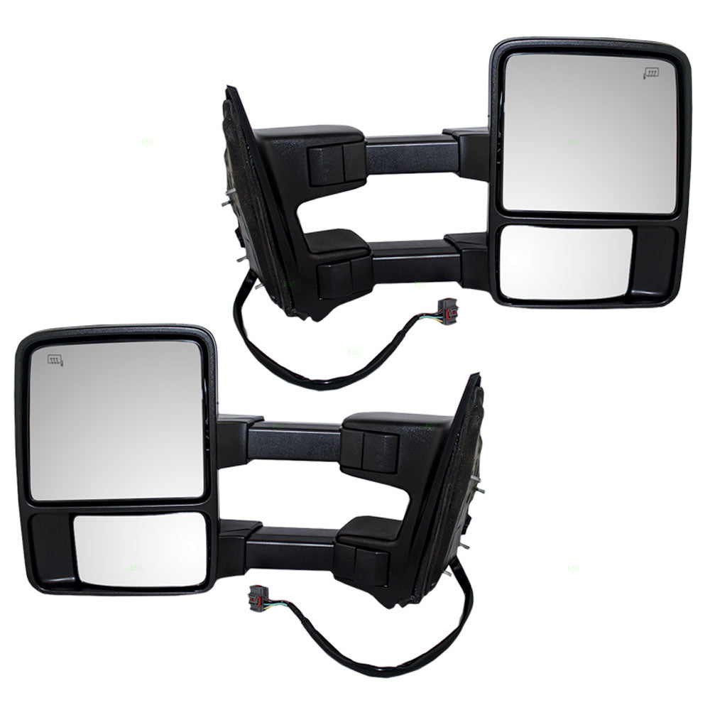 Driver & Passenger Power Tow Mirror Heated Signal Memory Clearance Lamp Telescopic Replacement for Ford Pickup Truck 7C3Z17683EC 7C3Z17682EB