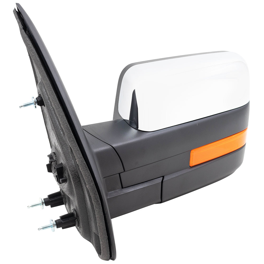 Brock Replacement Driver Side Pedestal Type Power Mirror with Heat, Signal, Memory, Reflector, Spotter Glass and Manual Folding without Puddle Light or Auto Dim Compatible with 2009-2014 F-150