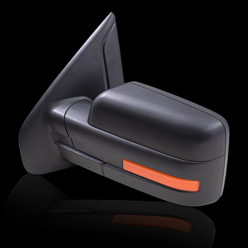 Brock Replacement Driver Side Manual Mirror Textured Black w/ Reflector w/o Spotter Glass Performance Upgrade Compatible with 09-14 F150