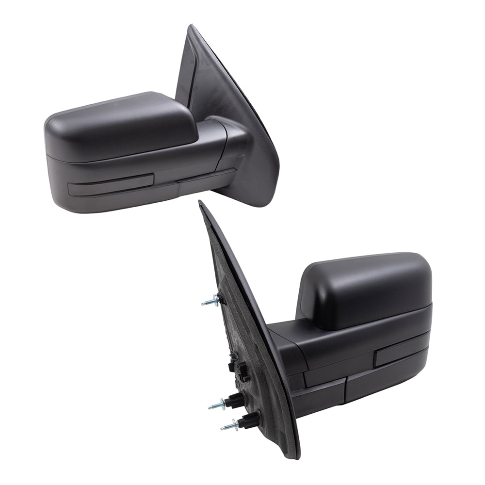Brock Replacement Driver and Passenger Side Power Mirrors Textured Black with Manual Folding Compatible with 2009-2014 Ford F-150