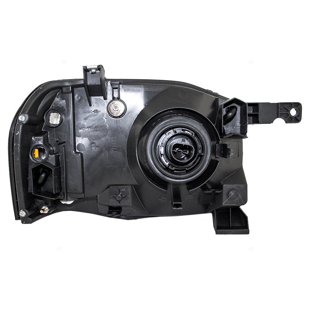 Drivers Headlight Assembly for 01-04 Nissan Pickup Truck - Black & Chrome Bezel