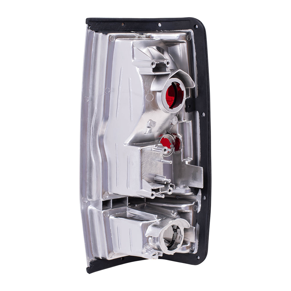 Brock Replacement Drivers Taillight Tail Lamp with Chrome Trim Compatible with 85-86 Pickup Truck 2655580W00