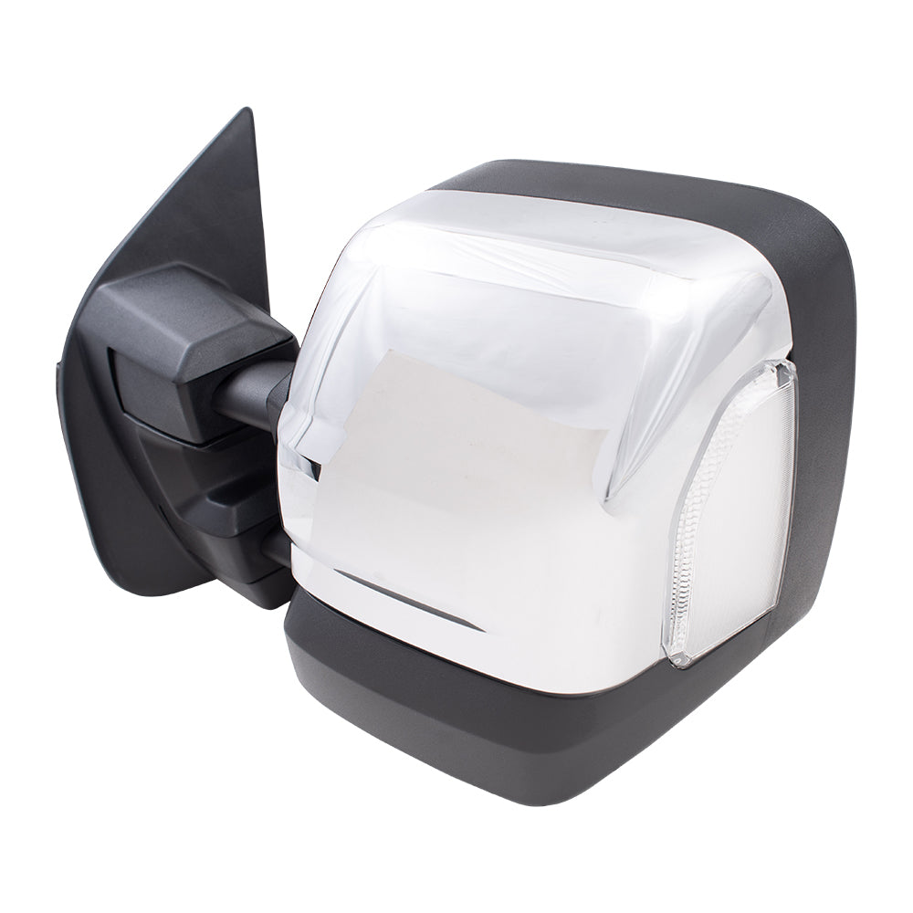 Brock Aftermarket Replacement Part Driver Side Chrome Power Tow Mirror with Heat, Signal, Puddle Light & Blind Spot Detection Compatible with 2016-2019 Titan XD