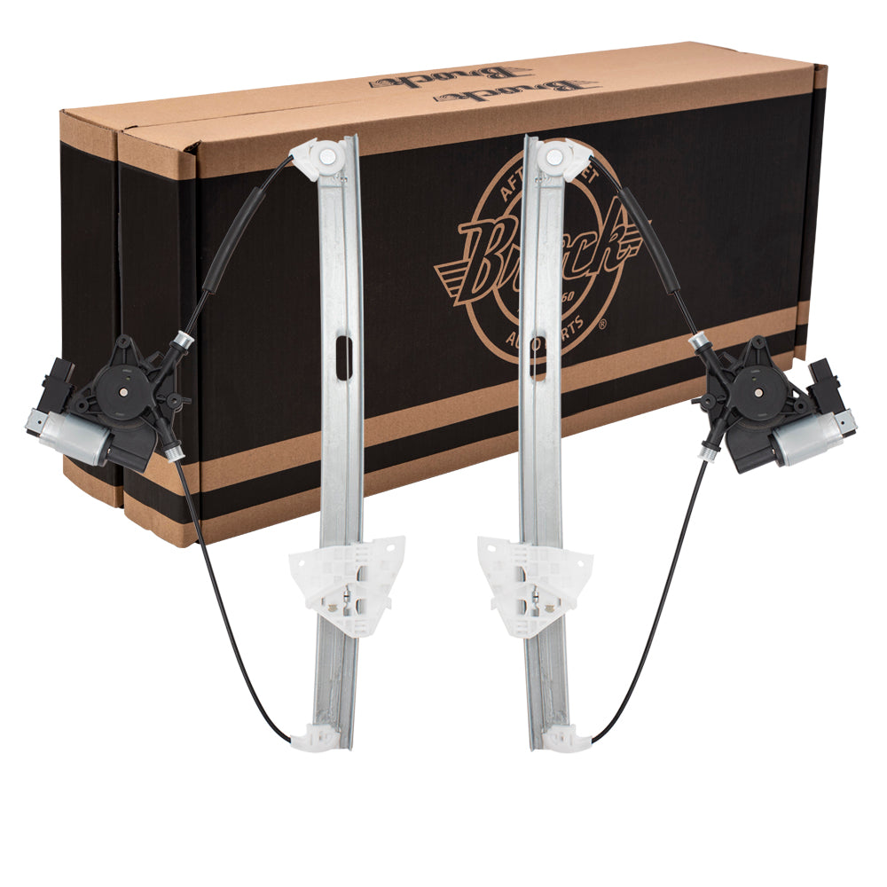 Brock Replacement Pair Set Front Power Window Regulators w/Motors Asse