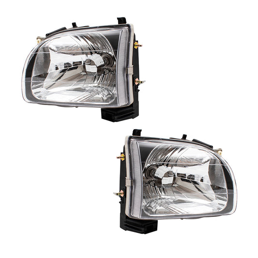 Brock Replacement Driver and Passenger CAPA-Certified Halogen Headlights Headlamps Compatible with Pickup Truck 81150-04110 81110-04110