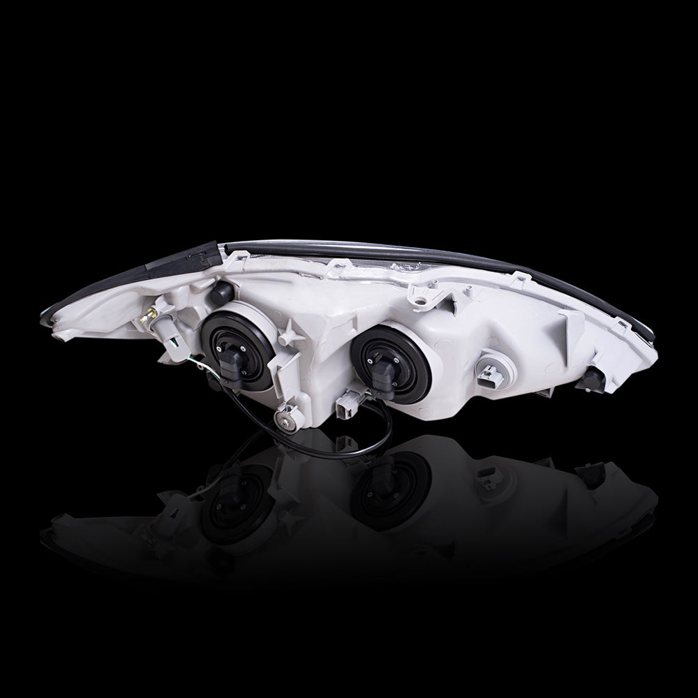 Brock Replacement Driver and Passenger Side Halogen Combination Headlight Assemblies with Chrome Bezels Compatible with 05-06 Camry USA BUILT