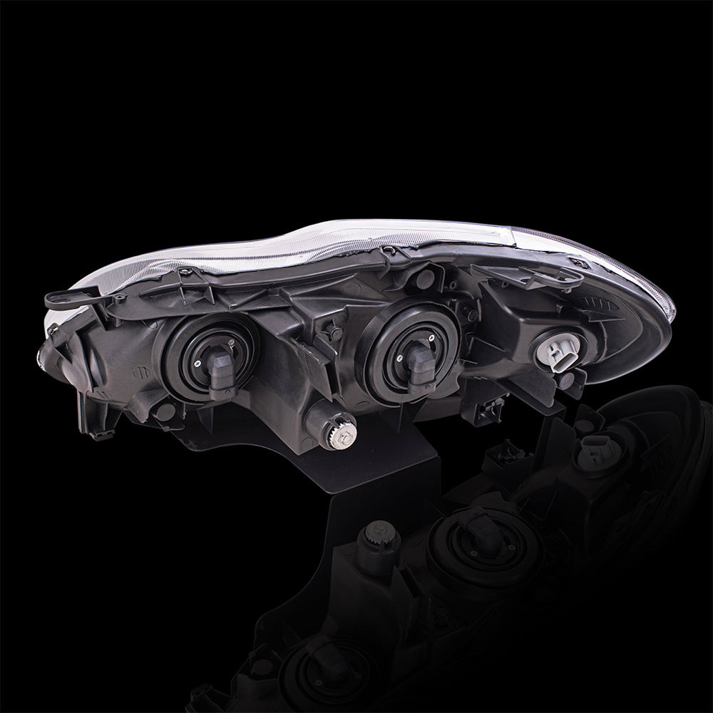 Brock Replacement Driver and Passenger Side Halogen Combination Headlight Assemblies with Smoked Bezel Set Compatible with 05-08 Corolla NORTH AMERICAN BUILT