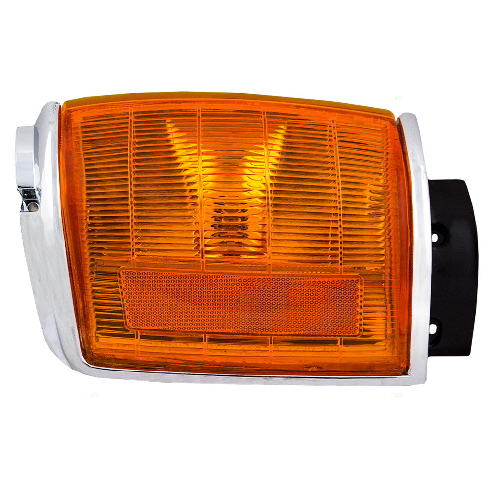 Brock Replacement Passengers Park Signal Corner Marker Light Lamp with Chrome Trim Compatible with 1984-1986 4Runner & Pickup Truck 8161089145