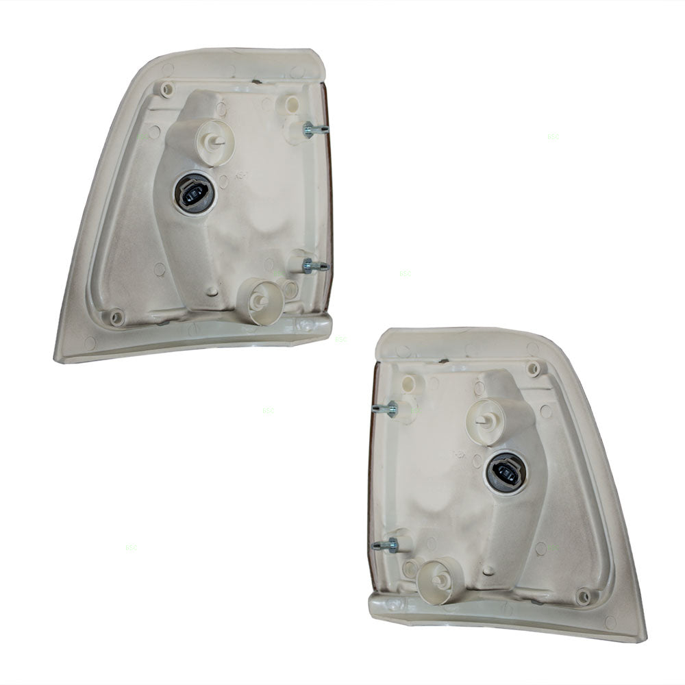 Brock Replacement Set Driver and Passenger Park Signal Front Marker Lights Lamps with Black Trim Compatible with 1989-1991 2-Wheel Drive Pickup Truck 8162089176 8161089176