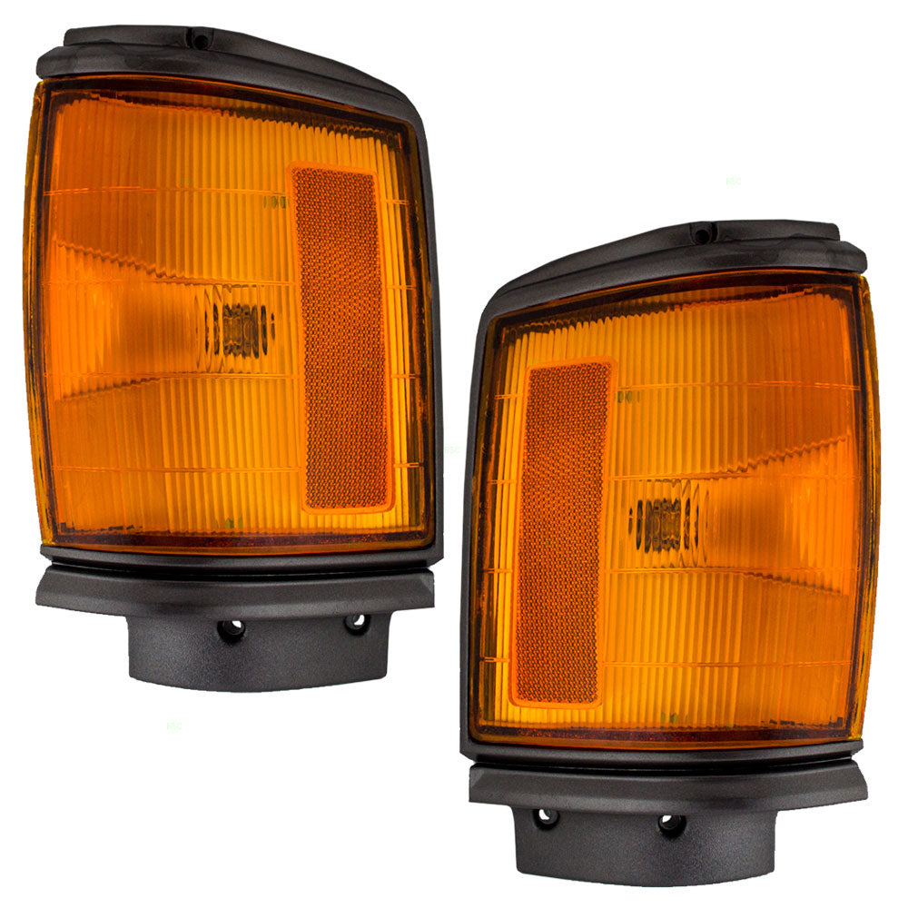 Brock Replacement Driver and Passenger Park Clearance Lights Lamps with Black Trim Compatible with 87-88 Pickup Truck 8162089162 8161089162