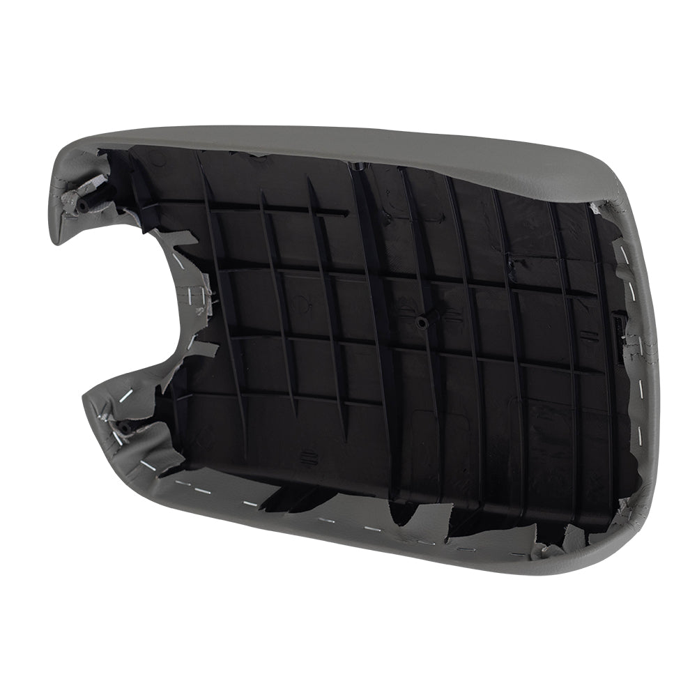 Brock Replacement Gray Leatherette Center Console Armrest Cover Synthetic Leather Lid w/Plastic Plate Compatible with 08-12 Accord