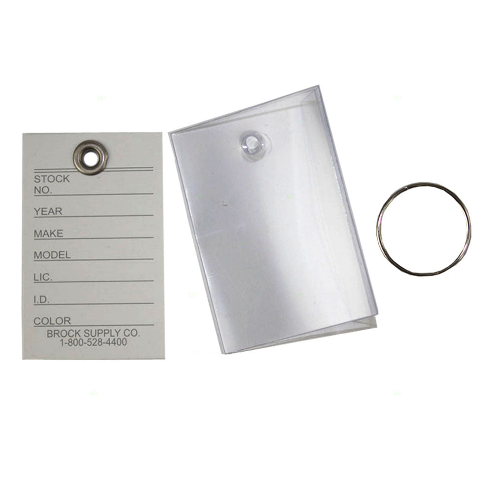 250 Pc Box Set Key Tags Metal Rings w/Plastic Sleeves Pre-Printed Forms 1 1/8x2 for Auto Shop Repair Dealers Taxi Limo Rental Auction