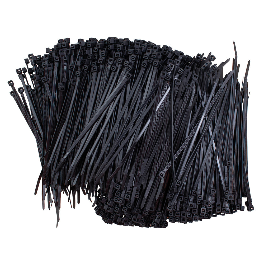 Brock 1000 Pc Bag Black Nylon 6" Cable Zip Ties Self Locking Head UV Heat Resistant Outdoor Indoor for Bundling Tag Hold Wires Cords Crafts