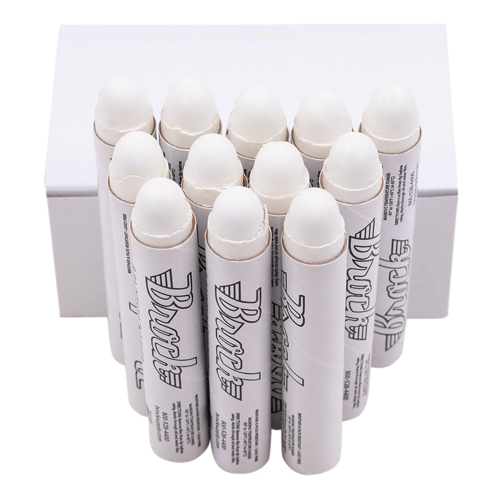 Brock Markal B White Paintstik Marker - Multi-Purpose Permanent Solid Paint Marking Crayon For Oily-Wet-Dry-Cold Surfaces - Weather & UV Resistant – Dozen