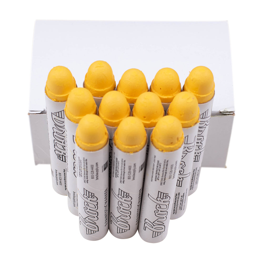 Brock Markal B Yellow Paintstik Marker - Multi-Purpose Permanent Solid Paint Marking Crayon For Oily-Wet-Dry-Cold Surfaces - Weather & UV Resistant – Dozen