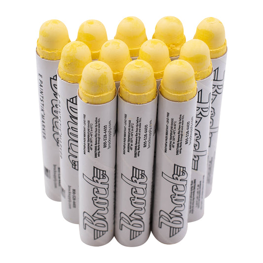 Brock Markal E Paintstik Yellow - High Intensity Solid Paint Marking Crayon - Multi-Surface - Fast Drying - Wear & Water Resistant For Dimly Lit Areas - Dozen
