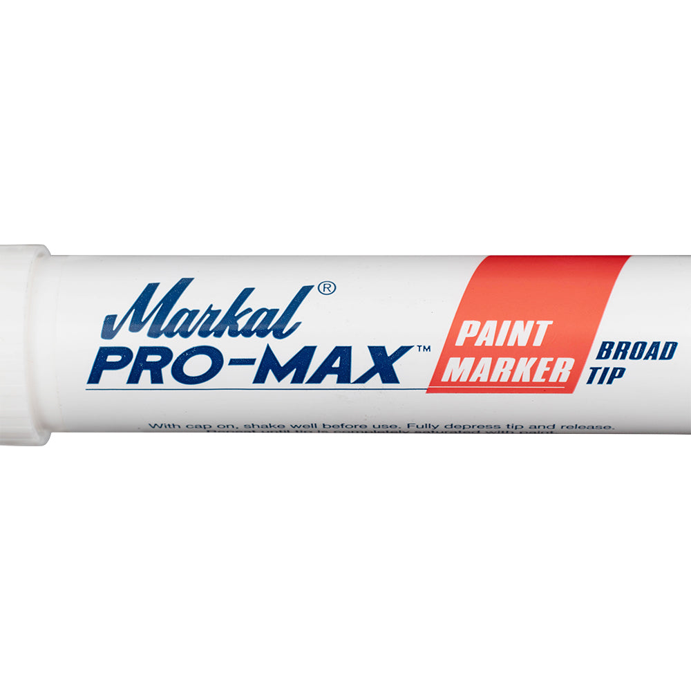 Single White Markal Pro Max Broad Tip Paint Marker All Surface Weather Proof Pen on Metal Plastic Glass for Auto Industrial Construction Art