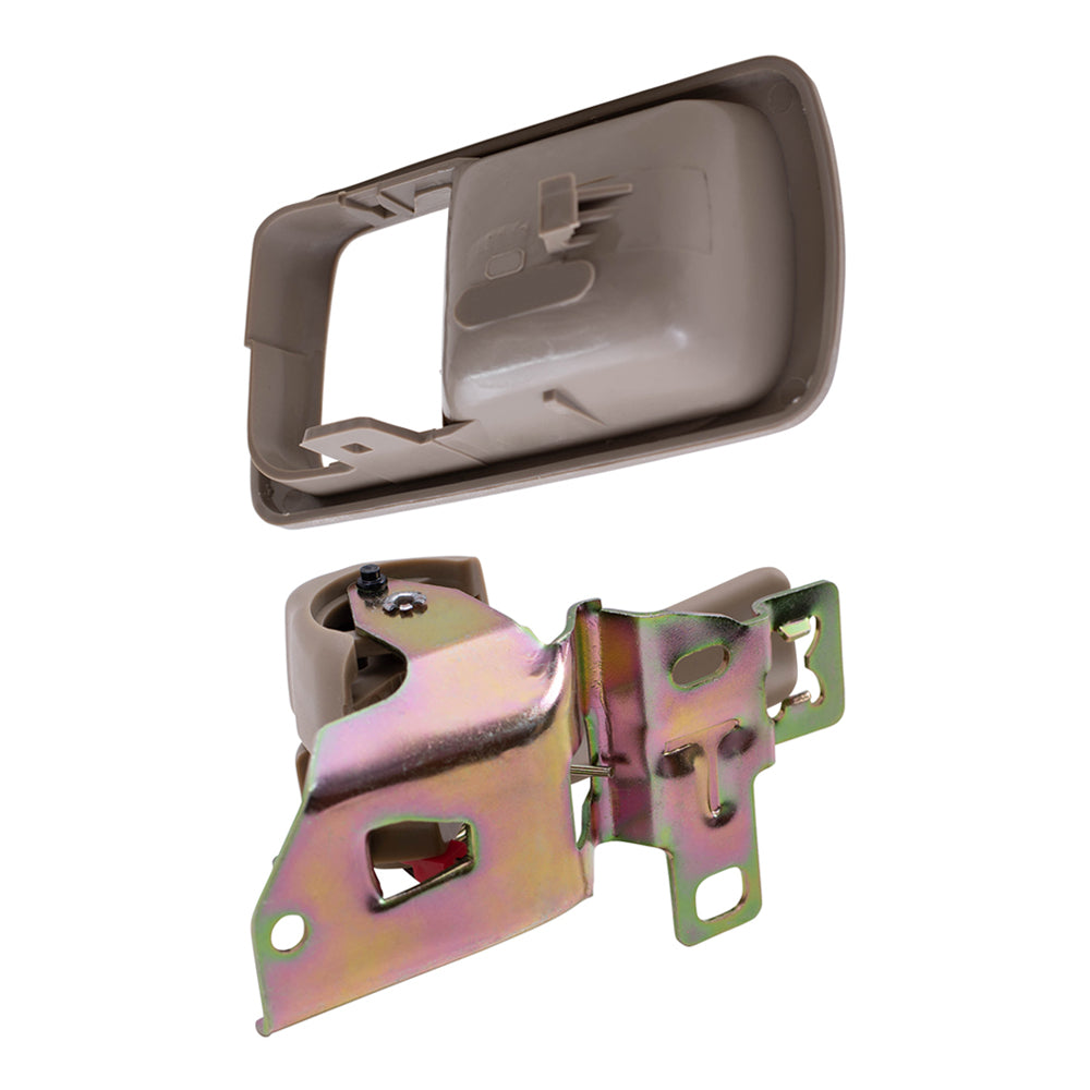 Brock Replacement Passengers Inside Interior Inner Beige Door Handle with Trim Bezel Compatible with 92-96 Camry 69277-32060-S4 69205-32070-W3