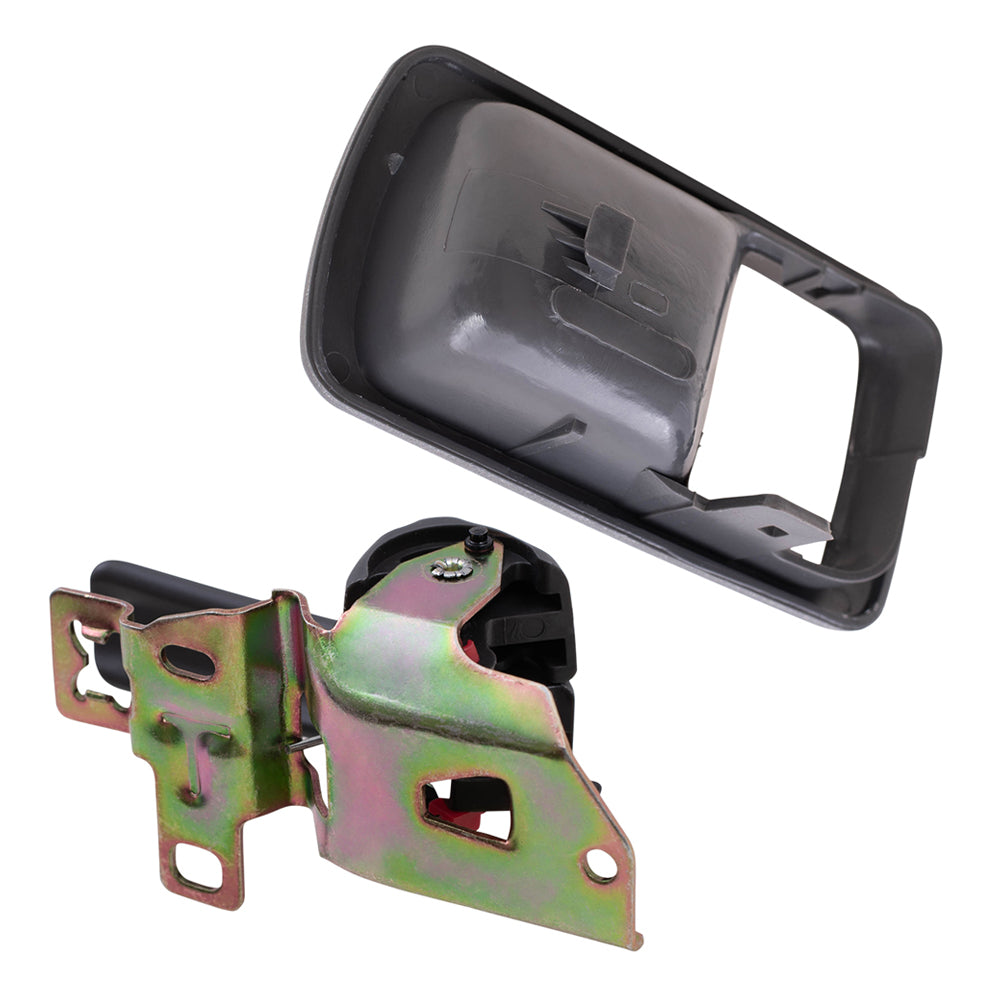 Brock Replacement 4 Pc Set Inside Gray Door Handles with Trim Bezels Compatible with 1992 1993 1994 1995 1996 Camry