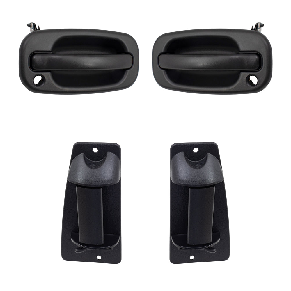 Brock Replacement Front and Rear Outside Door Handles 4 Piece Set Compatible with 1999-2007 Silverado/ 1999-2007 Sierra/ 2002-2004 Sierra Denali Extended Cab ONLY