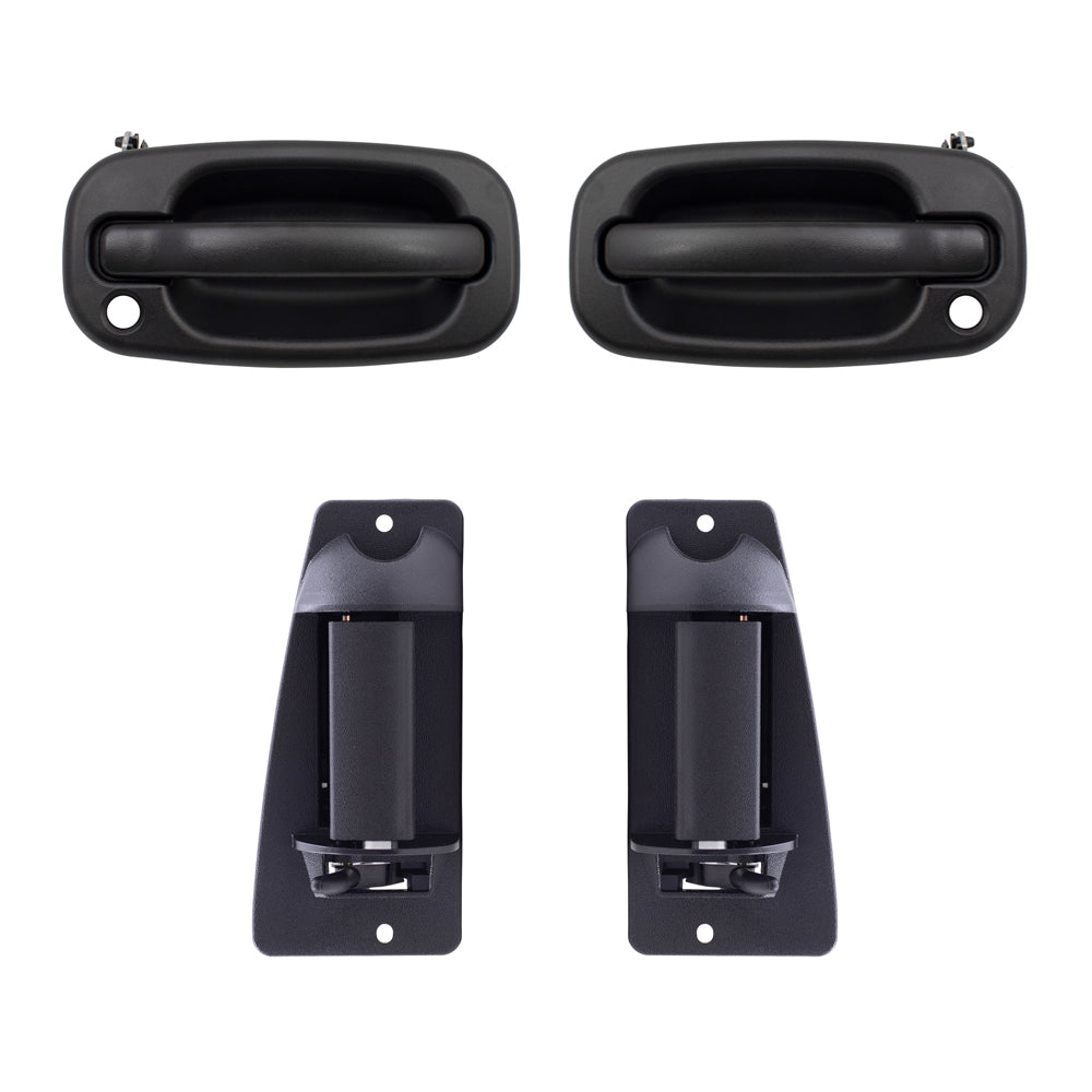 Brock Replacement Front and Rear Outside Door Handles 4 Piece Set Compatible with 1999-2007 Silverado/ 1999-2007 Sierra/ 2002-2004 Sierra Denali Extended Cab ONLY