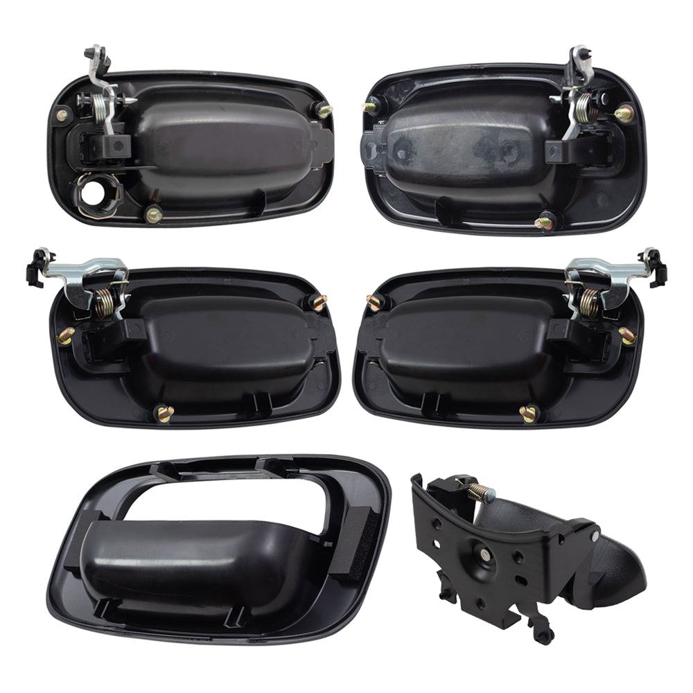 Brock Replacement Front and Rear Outside Door Handles, Tailgate Handle and Tailgate Handle Bezel 6 Piece Set Compatible with 2001-2007 Silverado & 2001-2007 Sierra Crew Cab ONLY