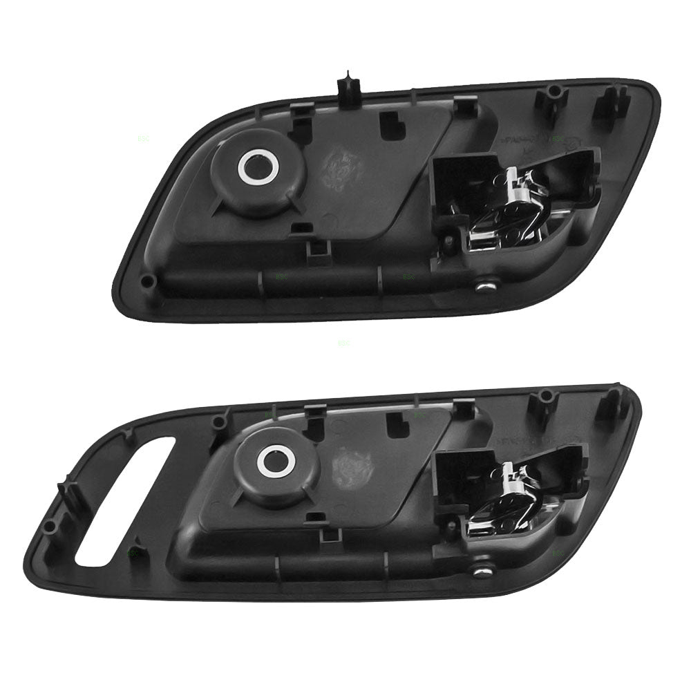 Brock Replacement Drivers Set Inside Door Handles Chrome Levers with Black Housing Compatible with Silverado Sierra Escalade Suburban Tahoe Yukon 15935954 15939073