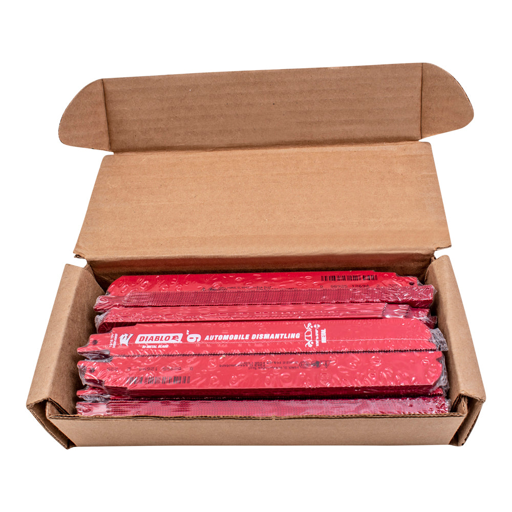 Diablo Steel Demon Bi-Metal Auto Dismantling Reciprocating Saw Blades 9 inch 14/18 TPI for 1/16-5/16 Medium Metals - 200 Pack