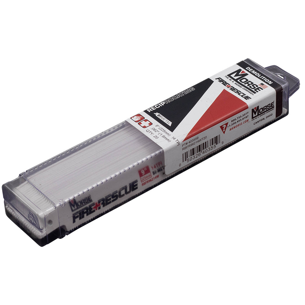 20 Pc Set MK Morse Bi Metal w/ Cobalt Reciprocating Saw Blades 14 TPI 9"x7/8"x.062" Steel Wood for Fire & Rescue Industrial Shop