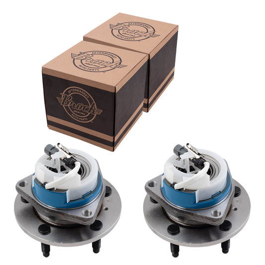 Wheel Hub & Bearing Assembly With Plastic Sensor Wire Clips 2 Piece Set Driver Side Left and Passenger Side Right Front For 2001-2016 GM Models with ABS