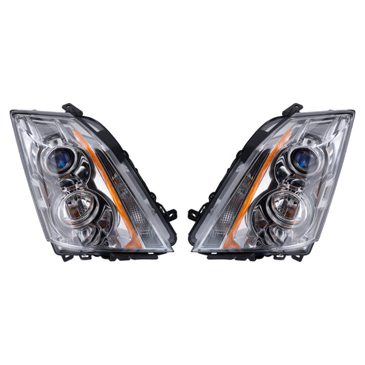 Brock Replacement Driver and Passenger Set Halogen Headlights Compatible with 2008-2014 CTS 22783445 25897358