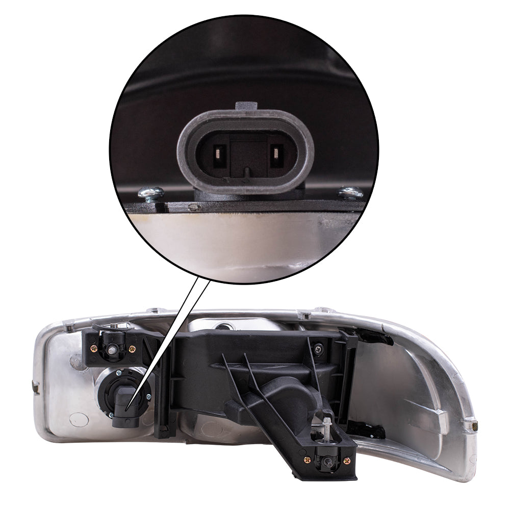 Headlights Set fits GMC Sierra Pickup Truck Yukon & Yukon XL Pair Halogen Lens