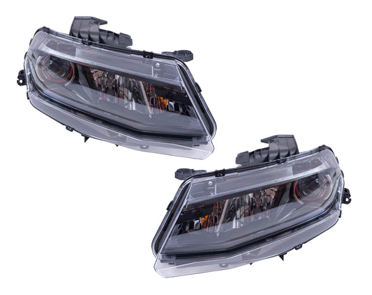 Brock Aftermarket Replacement Driver Left Passenger Right Halogen Combination Headlight Assembly Set Compatible With 2016-2018 Chevy Camaro