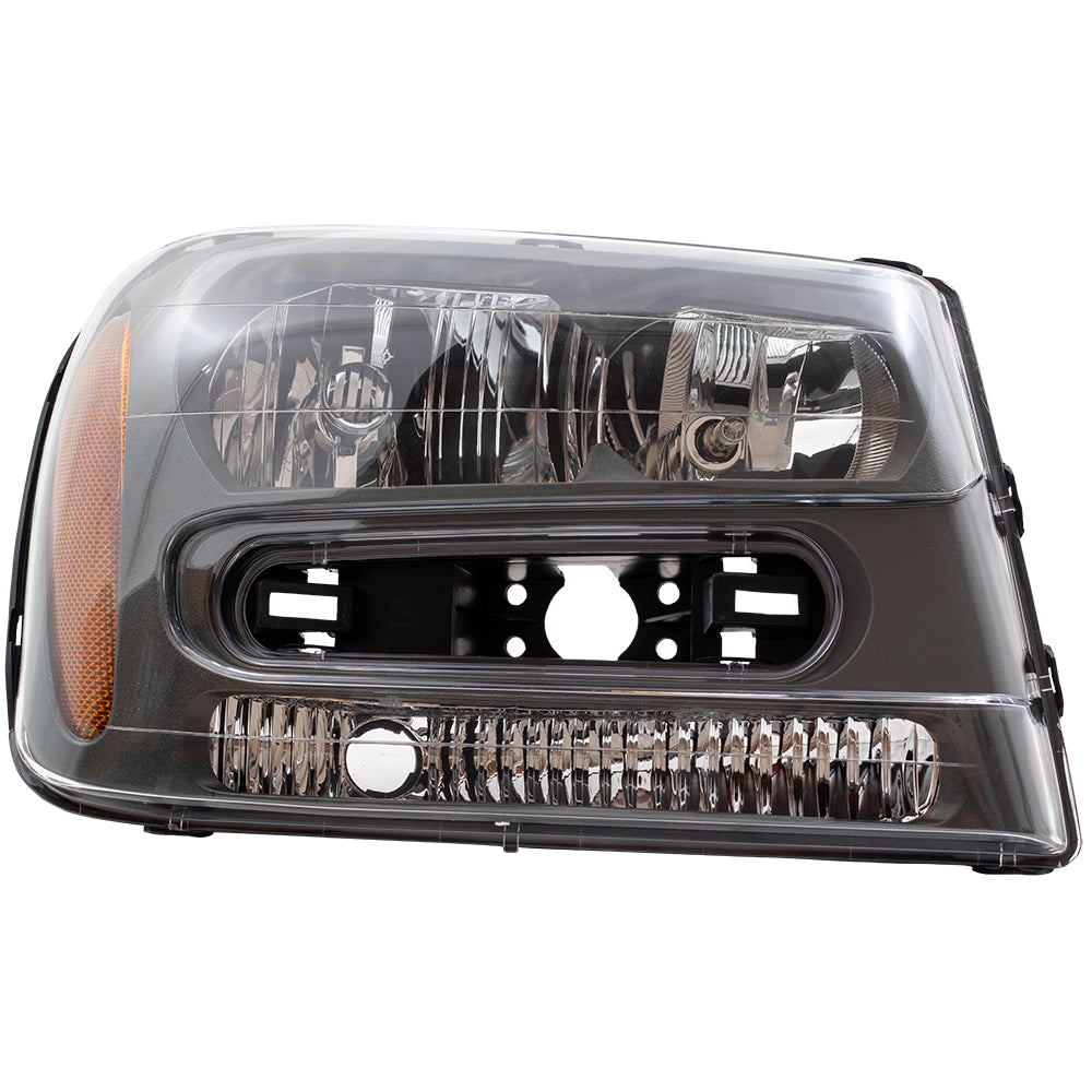 Brock Replacement Driver and Passenger Set Headlights Compatible with 2002-2009 Trailblazer & 02-06 EXT w/ Full Width Grille Bar 25970915 25970914