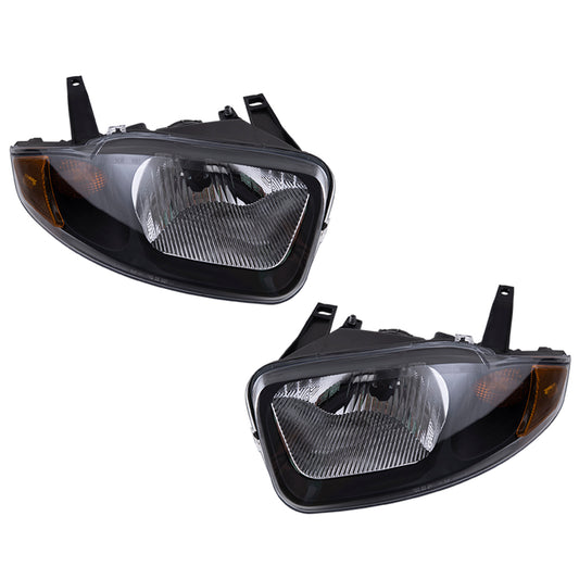 Brock Replacement Driver and Passenger Set Headlights Compatible with 2003 2004 2005 Cavalier 22707274 22707273