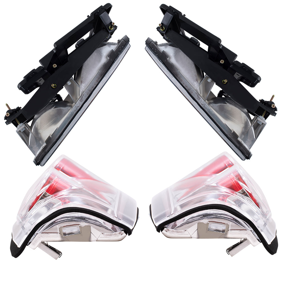 Brock Aftermarket Replacement Front Rear Driver Left Passenger Right 10 Piece Composite Type Performance Light Set Black Compatible with 1988-1993 Chevy C/K Pickup