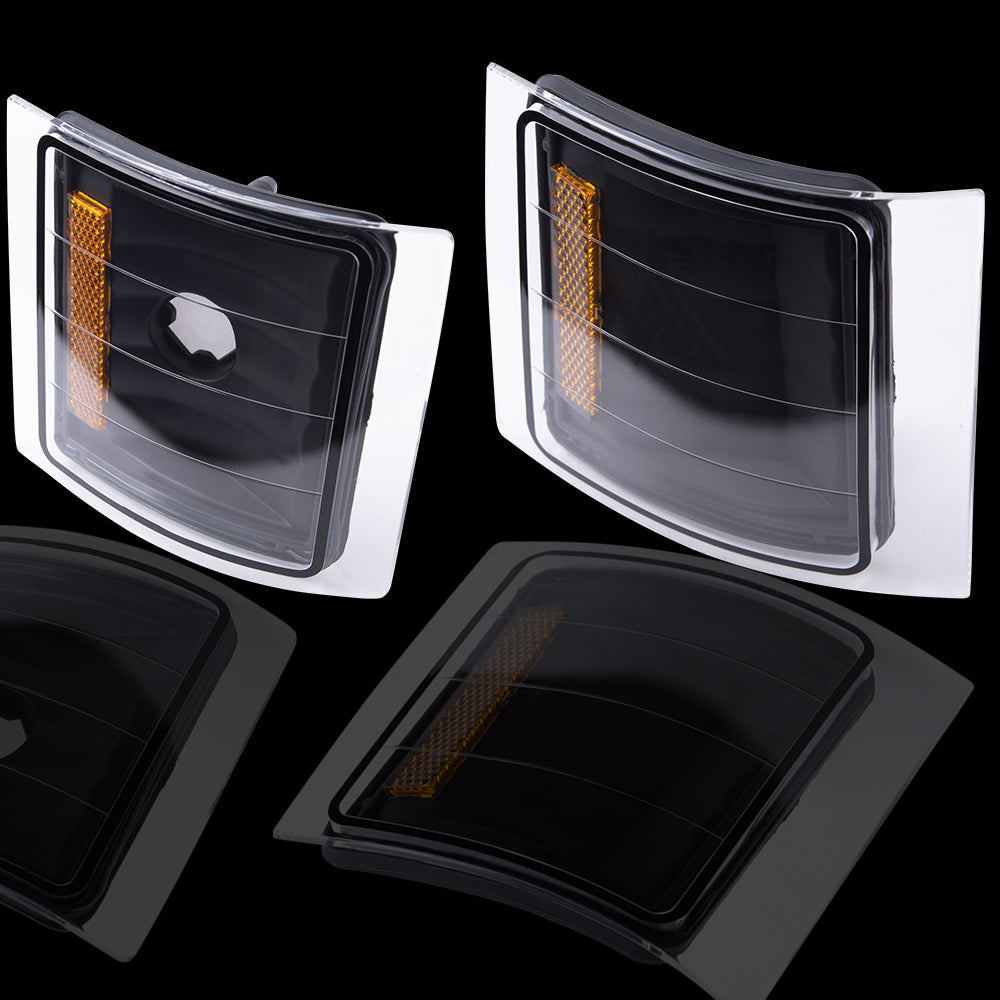 Brock Aftermarket Replacement Front Driver Left Passenger Right 8 Piece Composite Type Performance Light Set Black Compatible with 1994-2002 Chevy C/K Pickup